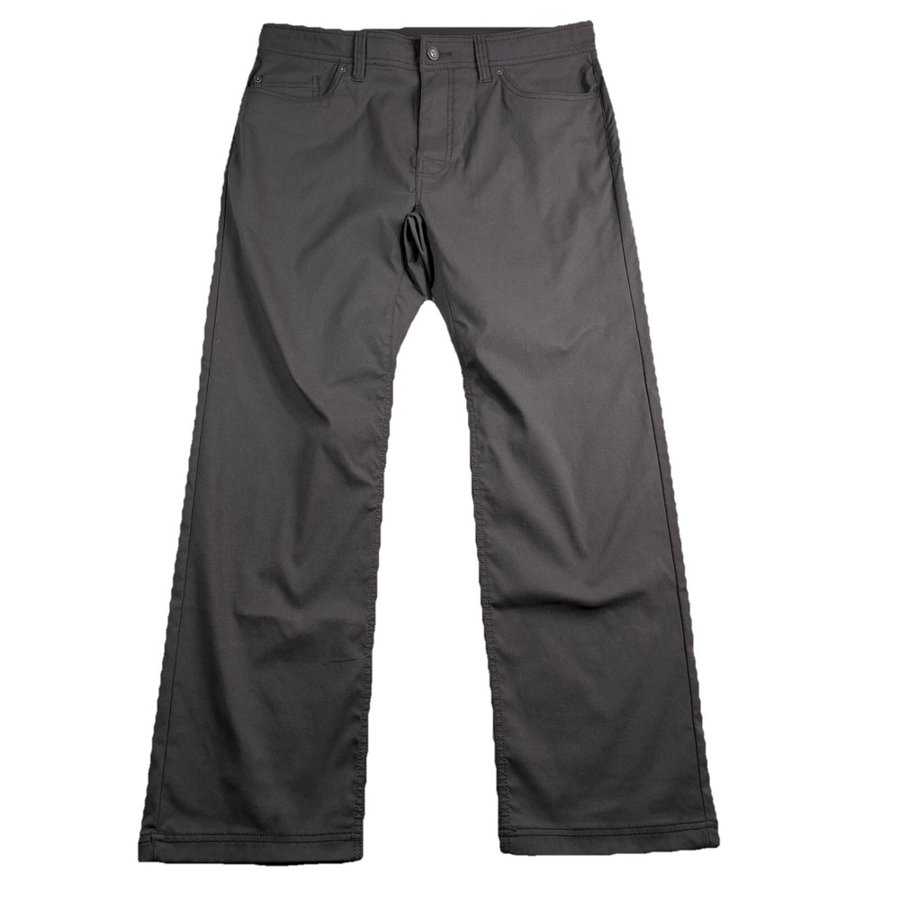 Prana Pants Men's 35 Slim Fit Chino Flat Front Charcoal  Gray Stretch Athleisure